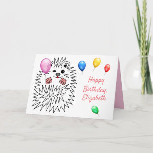 Tarjeta Gracioso Hedgehog. Personalizable Feliz Cumpleaños
