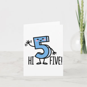 Tarjeta ¡Gracioso Hola Cinco! Alta Mano Hola Ola Número 5 