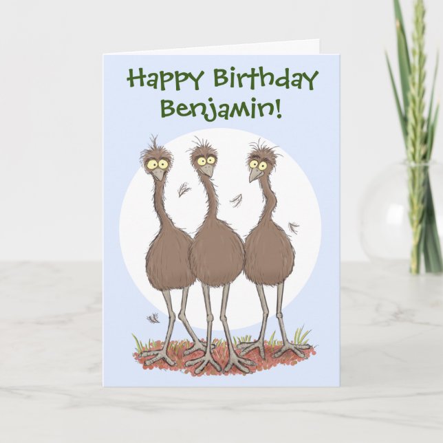 Tarjeta Gracioso ilustracion del trío de emu australiano p (Anverso)