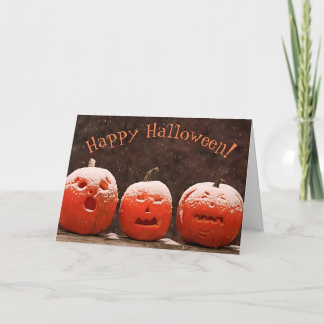 Tarjeta Gracioso Jack-O-Lanterns Llorando Halloween (Anverso)