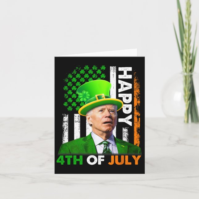 Tarjeta Gracioso Joe Biden St Patricks Day Feliz 4 De Juli (Anverso)