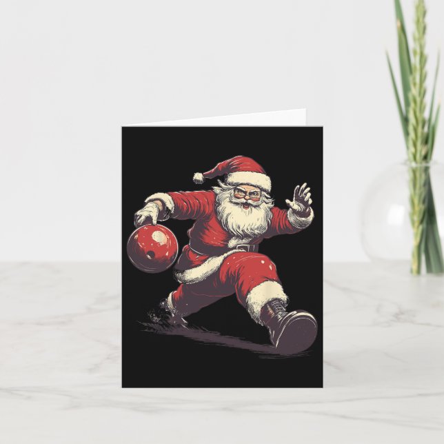 Tarjeta Gracioso jugador de boliche Santa Bowler Navidades (Anverso)