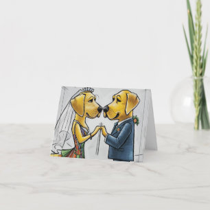Tarjeta Gracioso Labrador Recuperador Perro Boda Arte