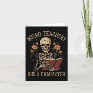Tarjeta Gracioso libro de esqueletos Floral Skull profesor