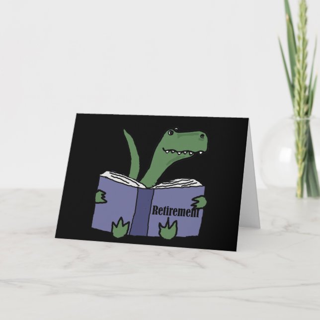 Tarjeta Gracioso libro de retiro de lectura de dinosaurios (Anverso)