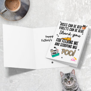 Tarjeta Gracioso lindo feliz día del padre desde el gato