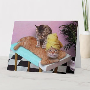 Tarjeta Gracioso Masaje de Gatos Cumpleaños Grande