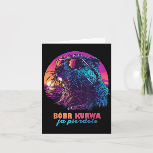 Tarjeta Gracioso meme de castores polacos - Bobr Bober Kur (Anverso)