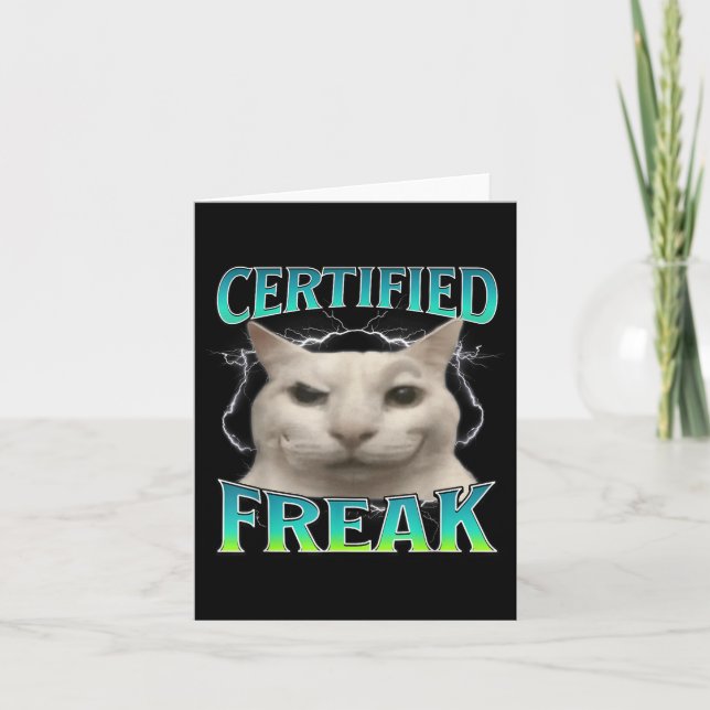 Tarjeta Gracioso meme de gato Freak certificado maldice a  (Anverso)