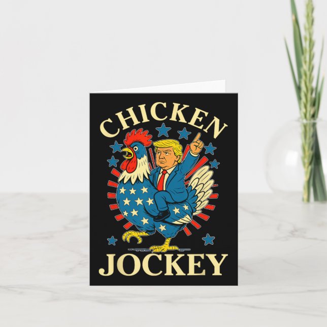 Tarjeta Gracioso meme pollo jockey (Anverso)