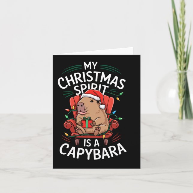 Tarjeta Gracioso Mi Navidad Espíritu Capibara Coincidiendo (Anverso)