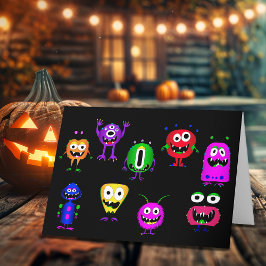 Tarjeta Gracioso, monstruos, Halloween