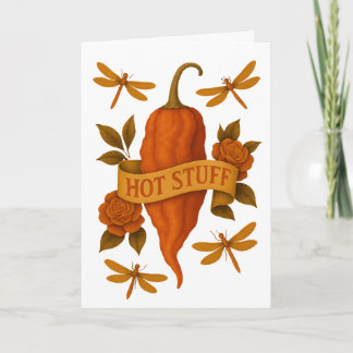 Tarjeta Gracioso morrón caliente - Rosa estilo tatuaje