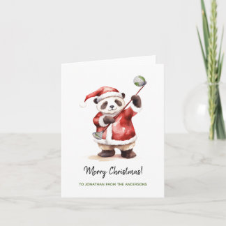 Tarjeta Gracioso Panda jugando a Navidades de golf