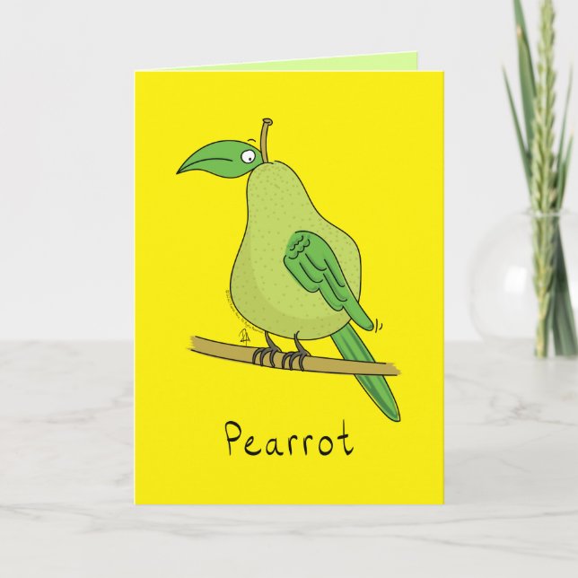 Tarjeta Gracioso Parrot Pear Bird Pun Cute Pearrot (Anverso)