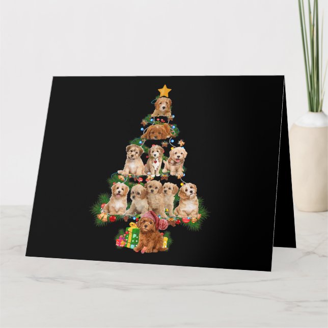 Tarjeta Gracioso Perro Cavapoo Árbol de Navidad Cavapoo Lo (Anverso)