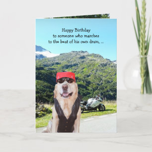 Tarjeta Gracioso perro/Lab BIrthday para motociclista masc