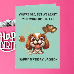 Tarjeta Gracioso perro lindo simple saludo de cumpleaños