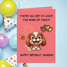 Tarjeta Gracioso perro lindo simple saludo de cumpleaños