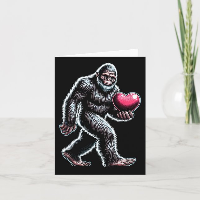 Tarjeta Gracioso pie de playa Sasquatch Corazón de hombres (Anverso)
