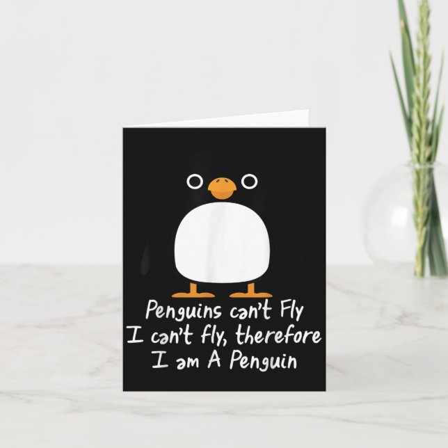 Tarjeta Gracioso pingüino en Guay no puedo volar amor anim (Anverso)