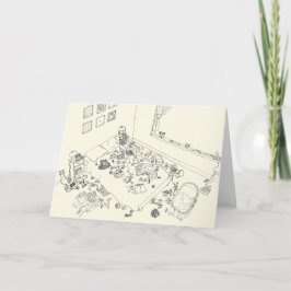 Tarjeta Gracioso plano de línea de mess primario de Recién