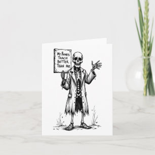Tarjeta Gracioso profesor de brujas en Skeleton Halloween
