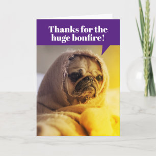 Tarjeta Gracioso Pug Envuelto En Una Bengala En Blanco.