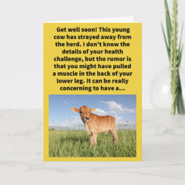 Tarjeta Gracioso Pun Calf String Get Well