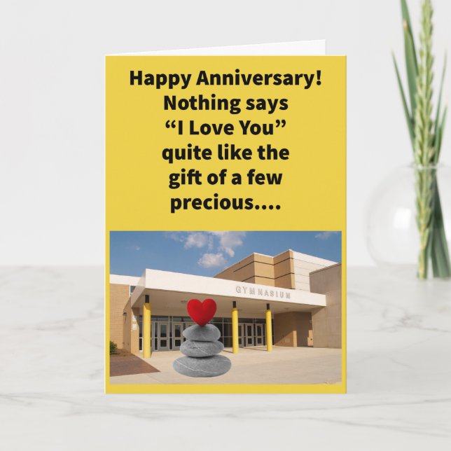 Tarjeta Gracioso Pun Gym Stones Feliz Aniversario (Anverso)