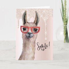 Tarjeta Gracioso Purpurina Rosa de Llama Gracias