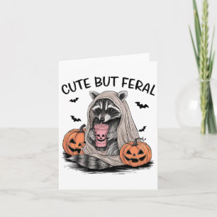 Tarjeta Gracioso Racco De Halloween Con Calabazas Ts - Cut
