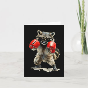 Tarjeta Gracioso Raccoon Costume Sport Boxing Guantes Aman