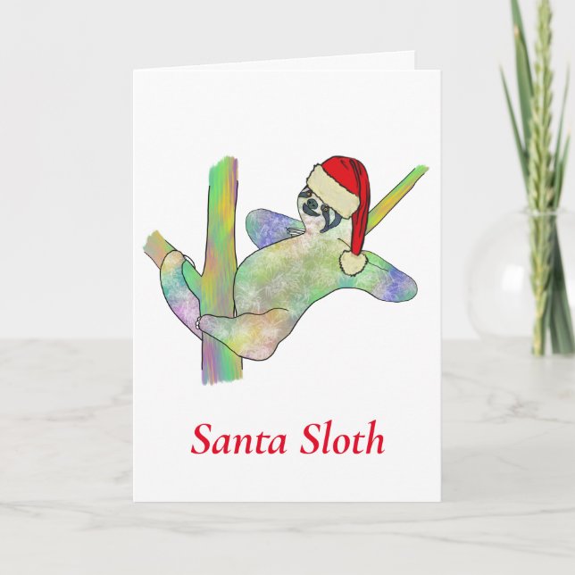 Tarjeta Gracioso Rainbow Santa Slote Navidades (Anverso)