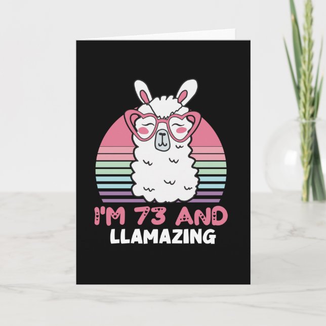Tarjeta Gracioso regalo de cumpleaños 73 de Llama Adorable (Anverso)
