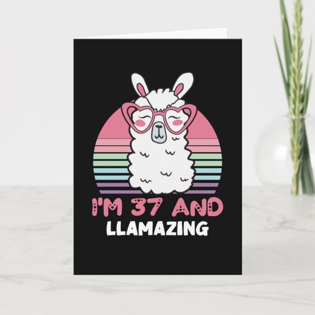 Tarjeta Gracioso regalo de cumpleaños número 37 de Llama A (Anverso)