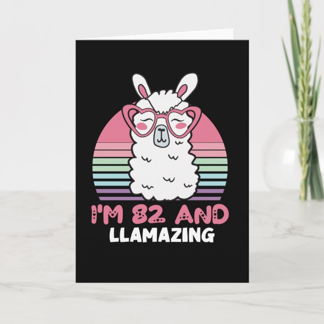Tarjeta Gracioso regalo de cumpleaños número 82 de Llama A (Anverso)
