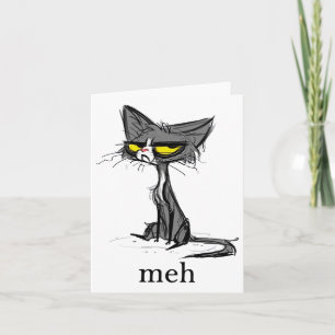 Tarjeta Gracioso Regalo De Gato Meh Para Los Amantes Del G