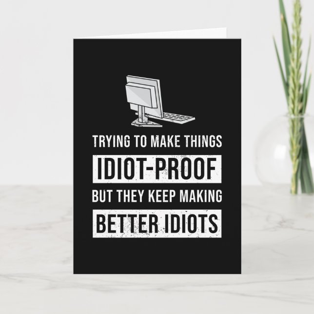 Tarjeta Gracioso regalo de programación para mejores idiot (Anverso)