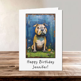 Tarjeta Gracioso Resumen Bulldog Feliz Cumpleaños