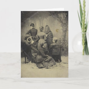 Tarjeta Gracioso retrato vintage de postcar de familia vic