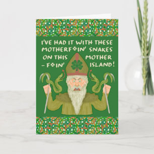 Tarjeta Gracioso Saint Patrick's Day Snakes Chiste Green I