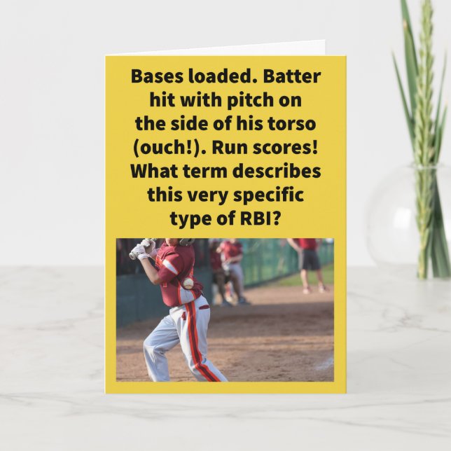 Tarjeta Gracioso saludo de Béisbol Pun Ribbie (Anverso)