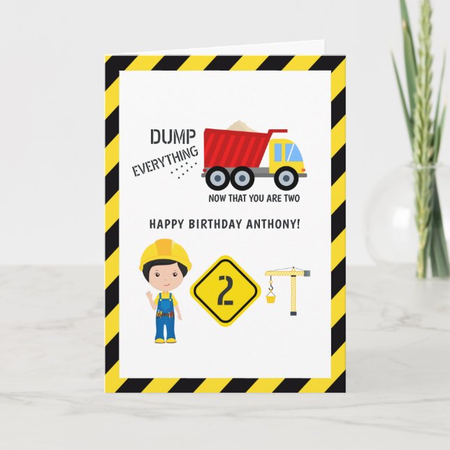 Tarjeta Gracioso saludo de cumpleaños de construcción (Anverso)