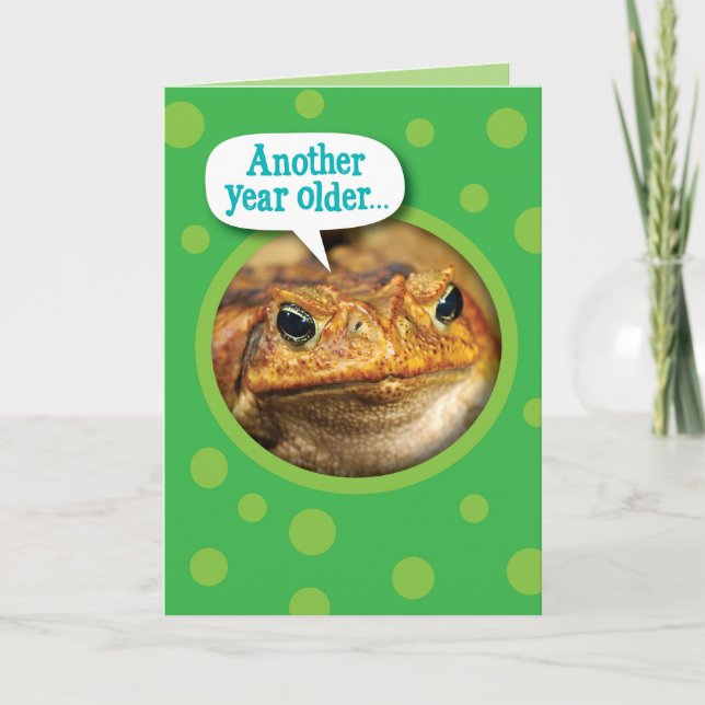 Tarjeta Gracioso saludo de cumpleaños de Croaking Toad (Anverso)