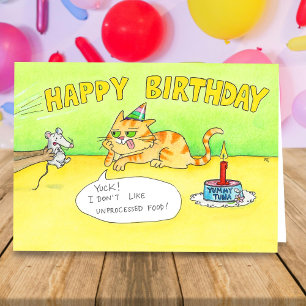 Tarjeta Gracioso saludo de Gato de Cumpleaños Feliz