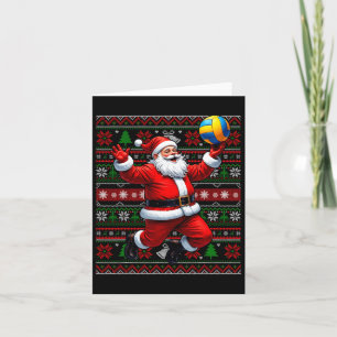 Tarjeta Gracioso Santa Jugando Voleibol Feo Navidades Swea