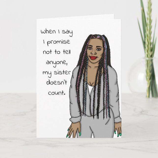 Tarjeta Gracioso, Sarcástico, Llámame, Hermana Humor. (Anverso)