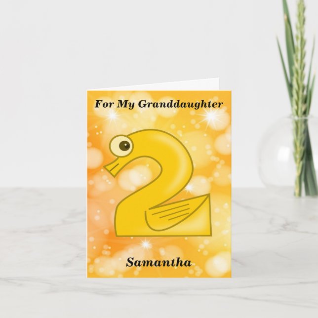 Tarjeta Gracioso segundo cumpleaños para mi nieta (Anverso)