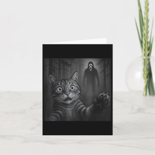 Tarjeta Gracioso Selfie De Gato Con El Espectáculo Asustad
